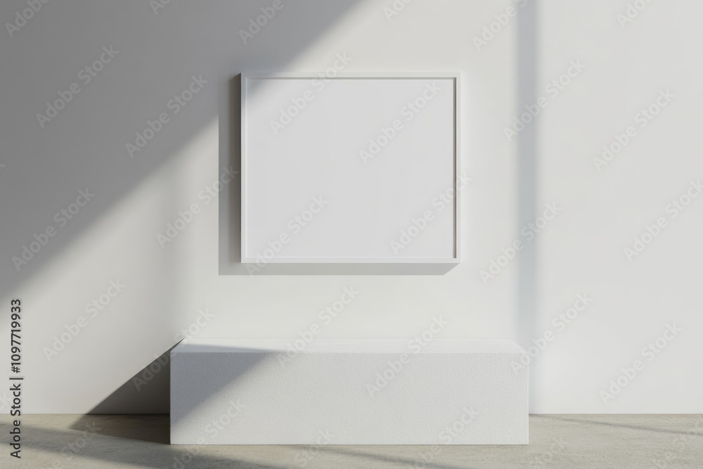 Minimalist White Interior with Blank Canvas Minimalist White Interior with Blank Canvas