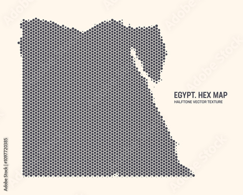 Egypt Map Vector Hexagonal Halftone Pattern Isolate On Light Background. Hex Texture in the Form of a Map of Egypt. Modern Technological Military Contour Map of Egypt for Design or Business Projects