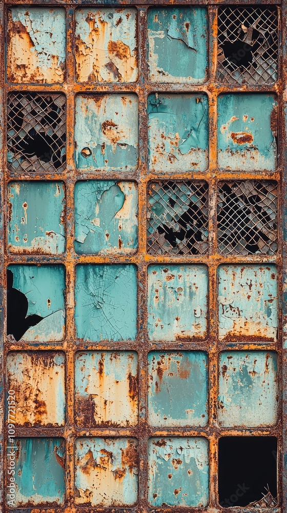 Grunge Background of Old Rusty Metal Panel with Worn Paint and Scratches, Showing Textured Surface and Abandoned Industrial Vibe, Perfect for Vintage Aesthetic Grunge Background of Old Rusty Metal Panel with Worn Paint and Scratches, Showing Textured Surface and Abandoned Industrial Vibe, Perfect for Vintage Aesthetic