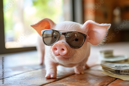 Cute Piglet in Sunglasses photo