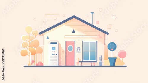 Modern flat design concept of a clean house with door and wondow. Vector illustration photo