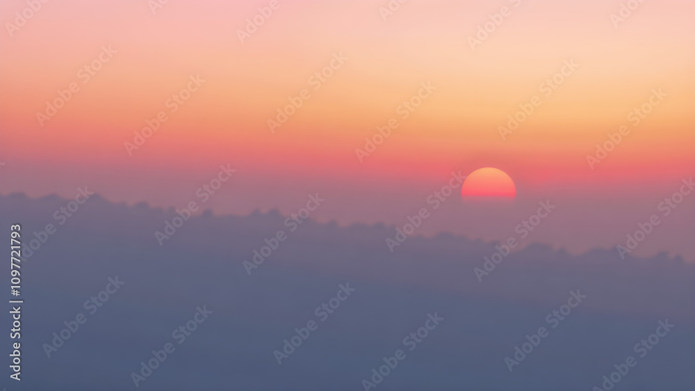 Fototapeta premium 8K Abstract Gradient Sunset Sky Background. The sky gradients from soft pink, bright orange, light blue to deep purple