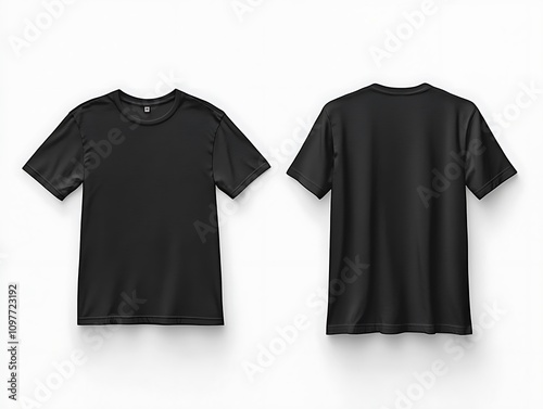 Basic Black T-Shirt Mockup Displaying Front and Back Views