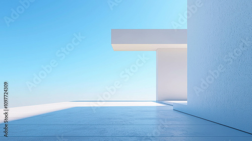 Sleek Minimalist 3D Billboard Design with Clear Blue Sky Background photo