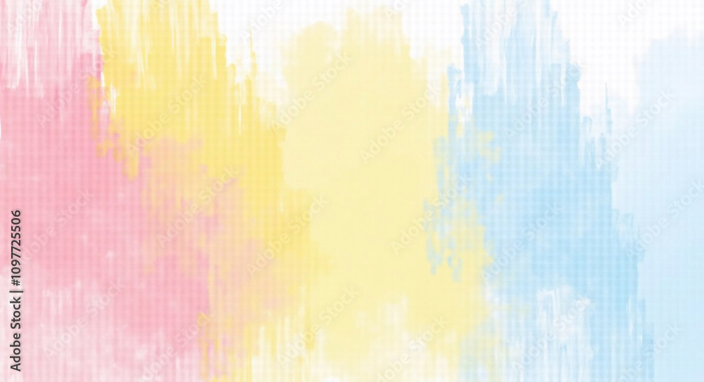 Obraz premium Abstract colorful brush strokes in shades of pink, yellow, blue, and white, creating a vibrant, energetic, and artistic background.