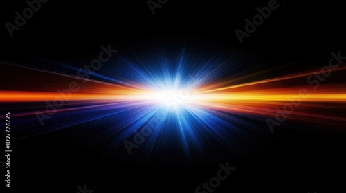 Abstract Blue Orange Light Rays Burst Background