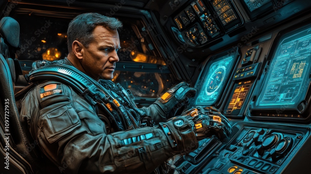 Futuristic Spaceship Pilot Controls Advanced Technology Futuristic Spaceship Pilot Controls Advanced Technology