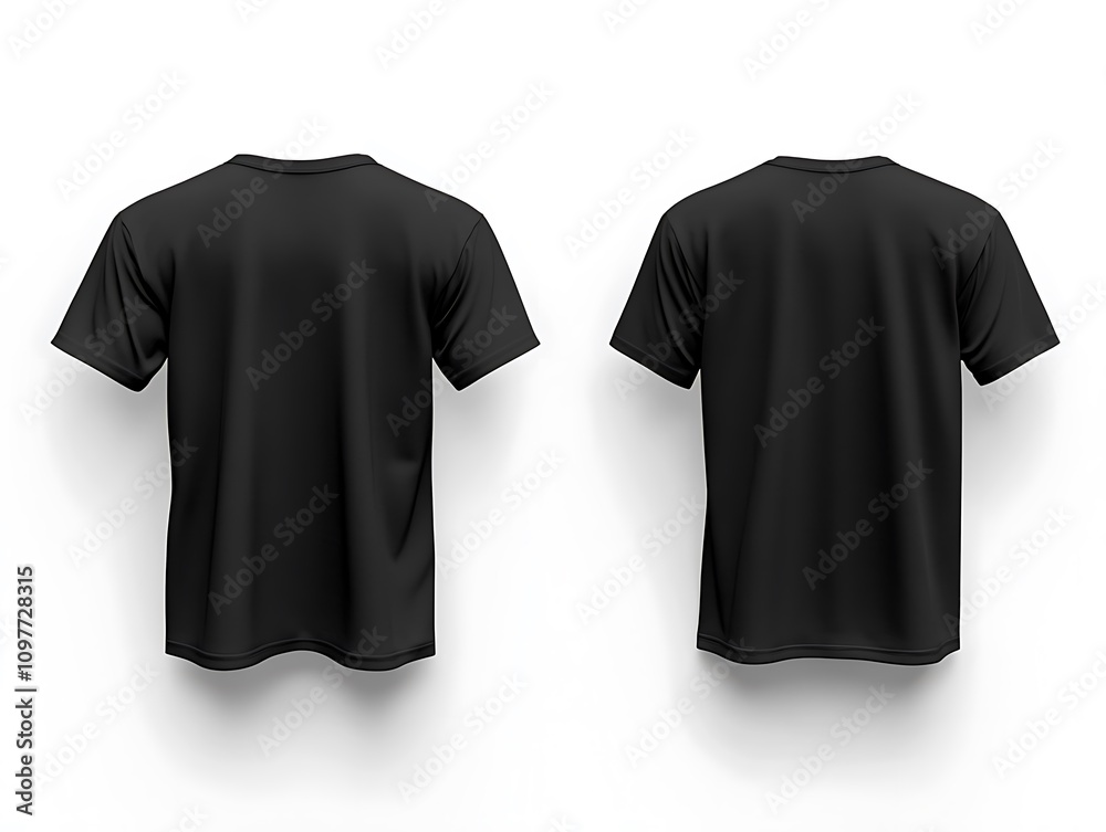 Basic Black T-Shirt Mockup Displaying Front and Back Views Basic Black T-Shirt Mockup Displaying Front and Back Views