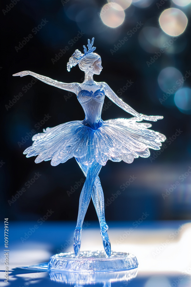 Graceful Crystal Ballerina Dancing Amidst Sparkling Christmas Lights Graceful Crystal Ballerina Dancing Amidst Sparkling Christmas Lights