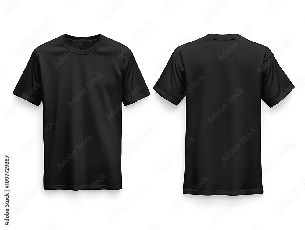 Basic Black T-Shirt Mockup Displaying Front and Back Views
