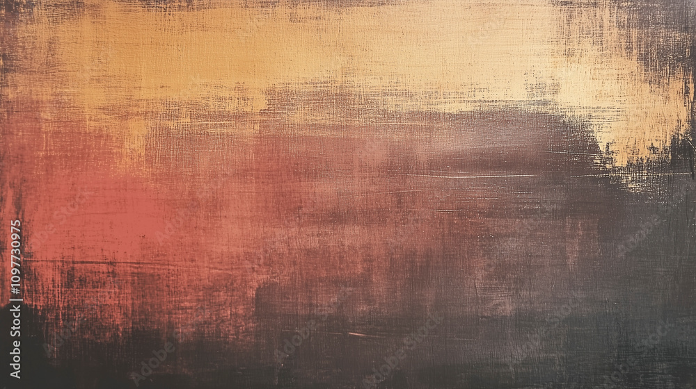 Horizontal grunge textured warm brown and orange background with golden paint brushes. Horizontal grunge textured warm brown and orange background with golden paint brushes.