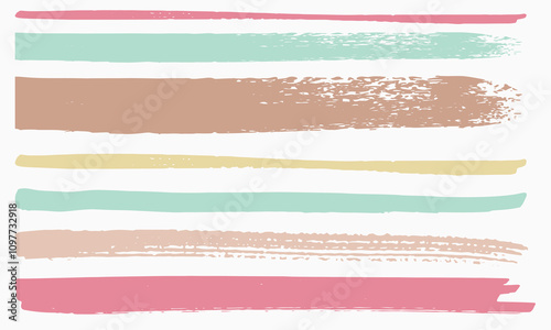 Hand drawn striped pattern, pink, orange and green girly stripe seamless background, pastel brush strokes. vector grunge stripes, paintbrush line backdrop .eps8