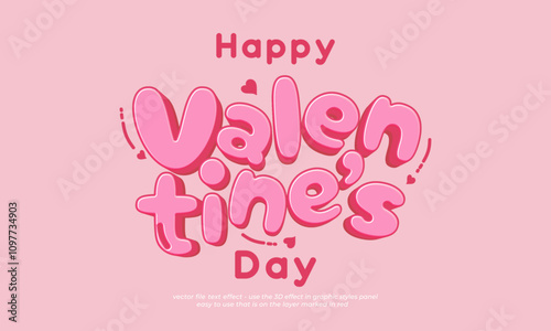 happy valentine 3d text children cartoon effect design
