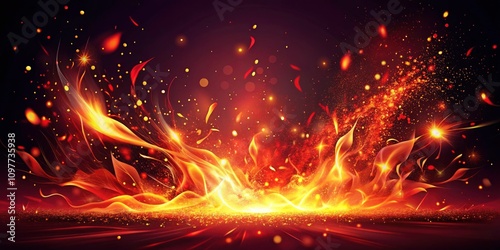 Dynamic Red Fire Sparks Vector Illustration for Stunning Visuals in Design Projects