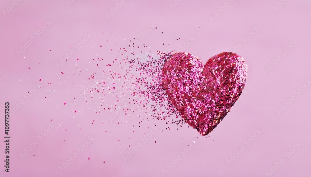 Shimmering Explosion of Pink Glitter Heart on Soft Pastel Background. Vibrant and Romantic Visual Perfect for Valentine’s Day Cards, Love Themed Designs, or Emotional Artistic Creations Shimmering Explosion of Pink Glitter Heart on Soft Pastel Background. Vibrant and Romantic Visual Perfect for Valentine’s Day Cards, Love Themed Designs, or Emotional Artistic Creations