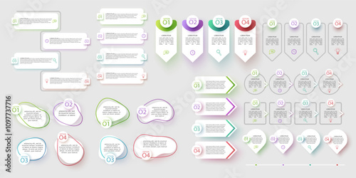 Set of infographic elements visualization vector design template Can be used for steps, options, business process, workflow or diagram Vector illustration