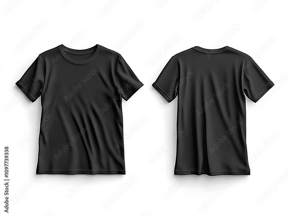 Basic Black T-Shirt Mockup Displaying Front and Back Views