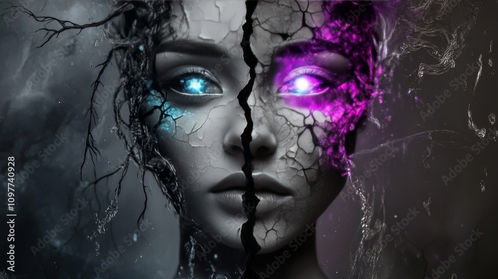 Fototapeta premium A surreal digital composition portraying a woman. AI Generation