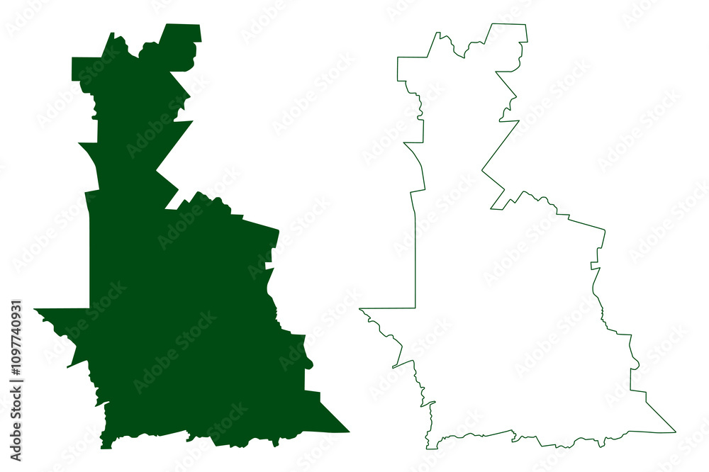 Obraz premium Buenaventura municipality (Free and Sovereign State of Chihuahua, Mexico, United Mexican States) map vector illustration, scribble sketch Buenaventura map