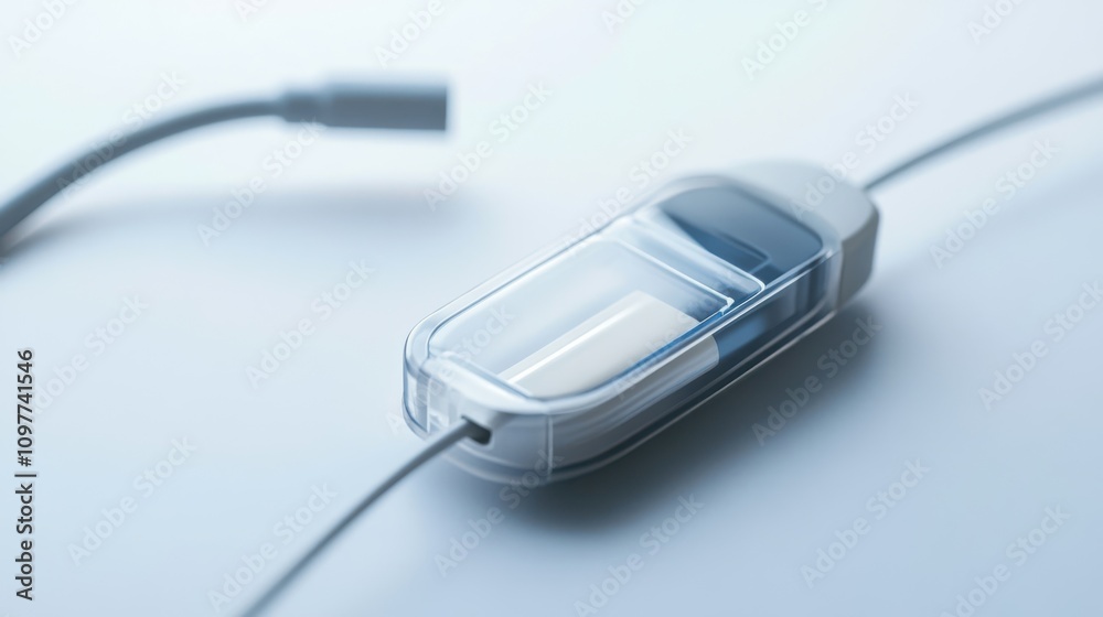 Modern medical device with cable on a clean background Modern medical device with cable on a clean background