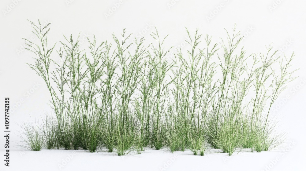 Fototapeta premium Nassella Tenuissima Grass Bush in 3D Isolated on White Background - Digital Plant Render