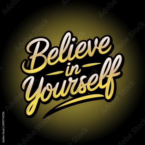 Believe in Yourself Motivational Gold Lettering Design photo