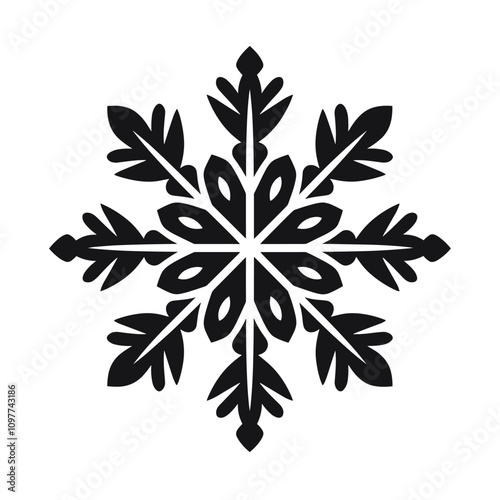 Minimalist Snowflake Symbol in Black – Isolated Vector 