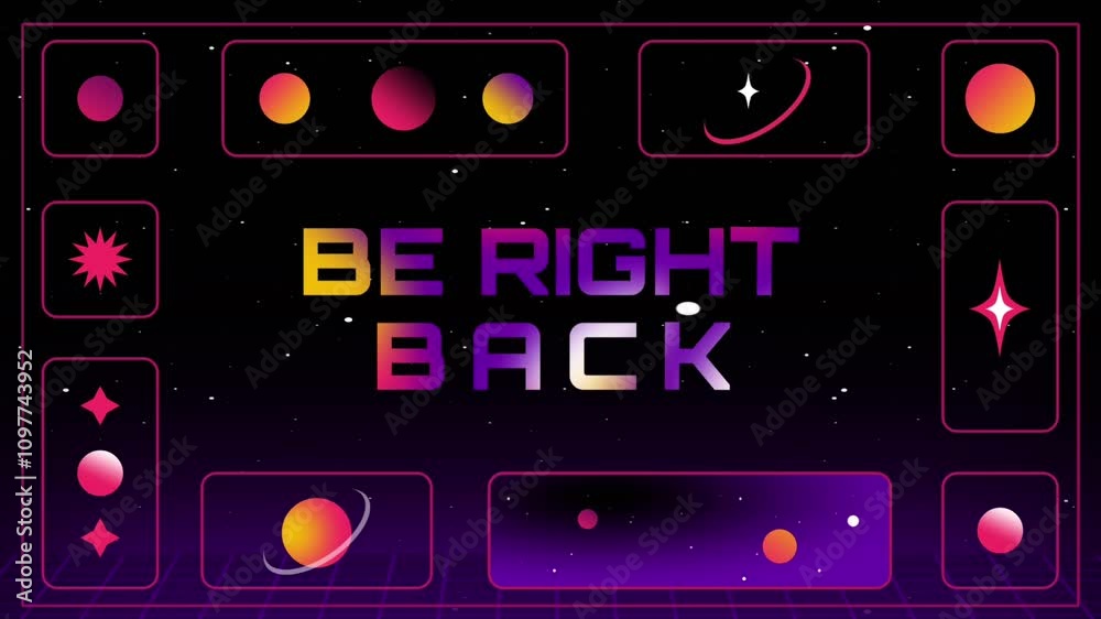 Stream overlay, be right back on retro style background animation Stock ...