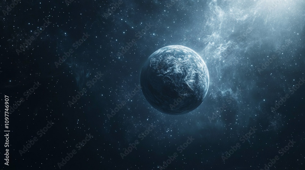 The planet Earth floats mysteriously in deep space, surrounded by a glowing mist and the faint light of distant stars. The ethereal quality of the mist adds a sense of wonder to this cosmic scene.. AI The planet Earth floats mysteriously in deep space, surrounded by a glowing mist and the faint light of distant stars. The ethereal quality of the mist adds a sense of wonder to this cosmic scene.. AI