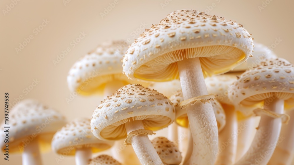 Mushroom presented on a delicate background, colorful fungi image. Background still, mushroom radiant. Mushroom presented on a delicate background, colorful fungi image. Background still, mushroom radiant.