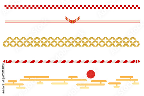 正月の素材　ラインセット