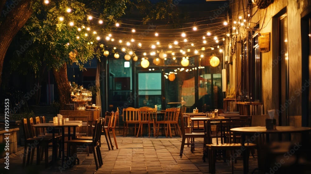Romantic Outdoor Dining Under String Lights Romantic Outdoor Dining Under String Lights