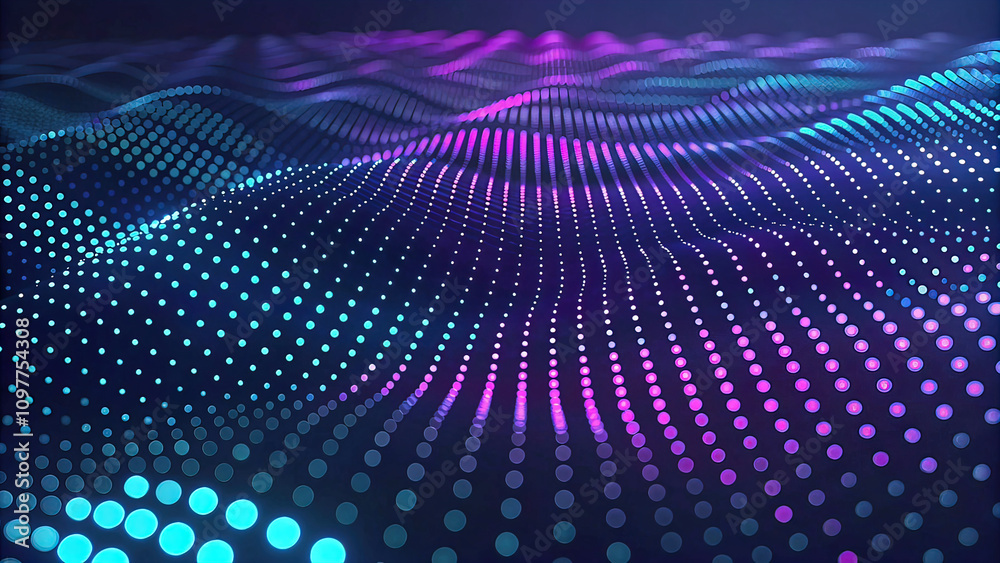Abstract digital background of dots in a mosaic with blue lights. 3D rendering Abstract digital background of dots in a mosaic with blue lights. 3D rendering