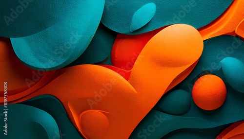 Abstract Wallpaper with Colorful Shapes, Textures, and Teal Tones