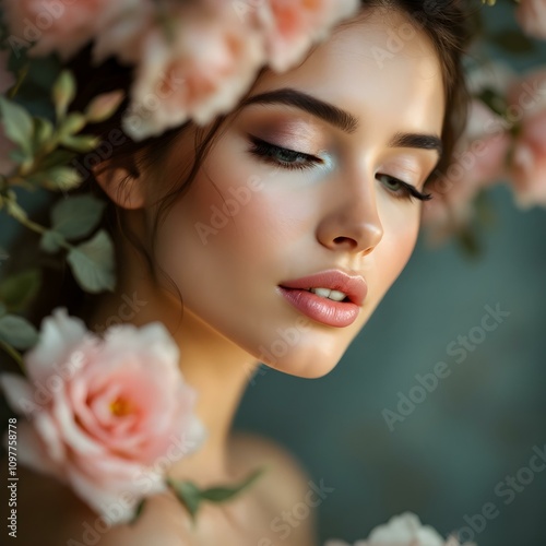 portrait of a woman with flowers