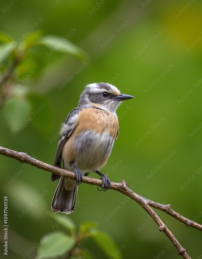 Obraz premium close-up look of a bird on a small branch in an animal world with a blurred green colour background. 