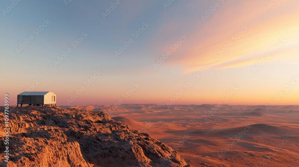 Sunset over a rocky desert landscape remote viewpoint nature scene Sunset over a rocky desert landscape remote viewpoint nature scene