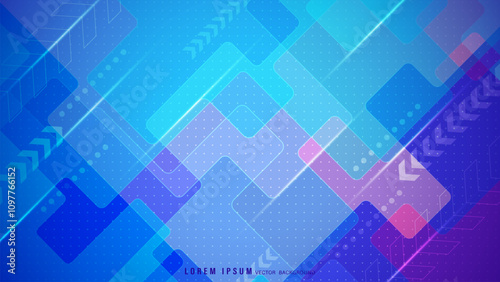 Colorful abstract background featuring overlapping translucent geometric shapes in blue and purple