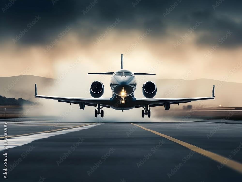 Fototapeta premium Private Jet photo, luxury private jet on sky, private jet interior and exterior view, fly on a private jet plane, business trip on luxury private jet, take off of a private jet