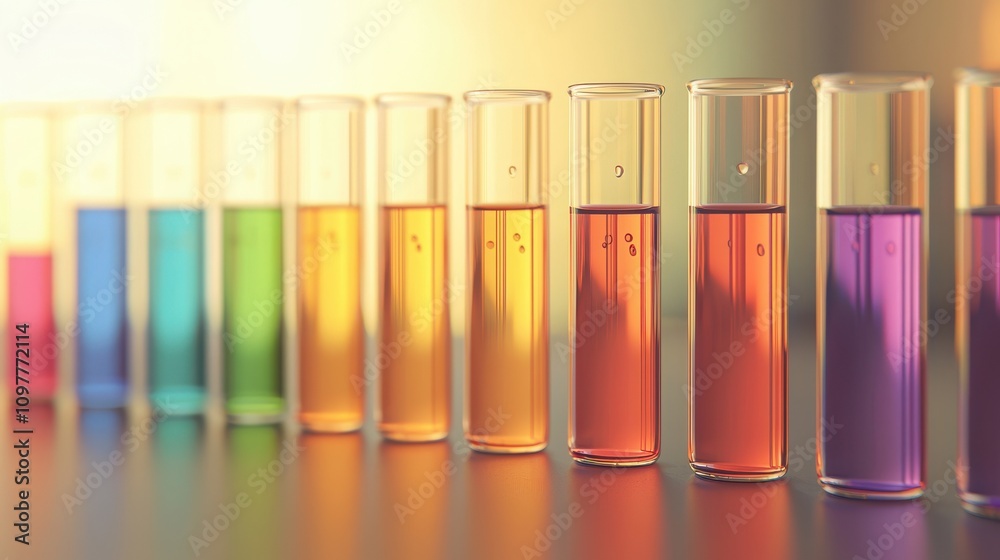 Fototapeta premium Colorful test tube reactions science lab closeup shot vibrant colors experiment