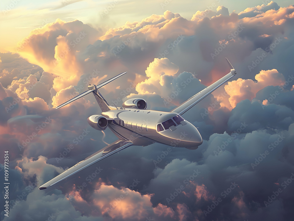 Naklejka premium Private Jet photo, luxury private jet on sky, private jet interior and exterior view, fly on a private jet plane, business trip on luxury private jet, take off of a private jet