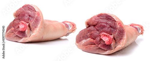 Canvas Print raw pork (leg) isolated on white background