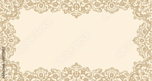 Elegant vintage ornamental frame in beige color with copy space for decorative backgrounds