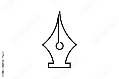 One continuous line drawing of the Fountain Pen nib symbol in a simple minimal linear style. Doodle contour pen nib vector illustration. 