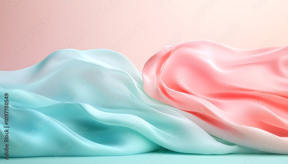 A smooth, flowing fabric in pastel colors, creating a serene and elegant aesthetic. A smooth, flowing fabric in pastel colors, creating a serene and elegant aesthetic.