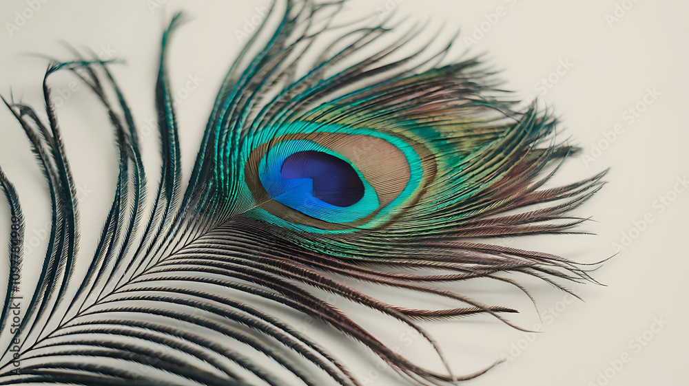 Obraz premium Peacock feather isolated on white background