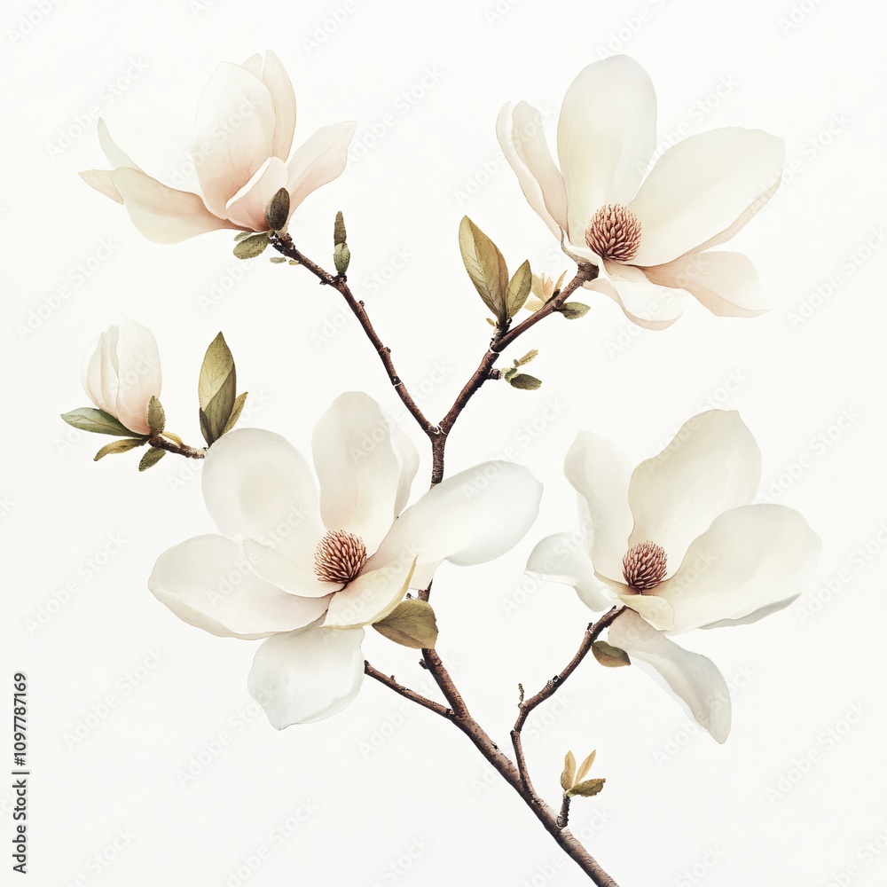 Obraz premium Elegant Magnolia Blossoms on Branch