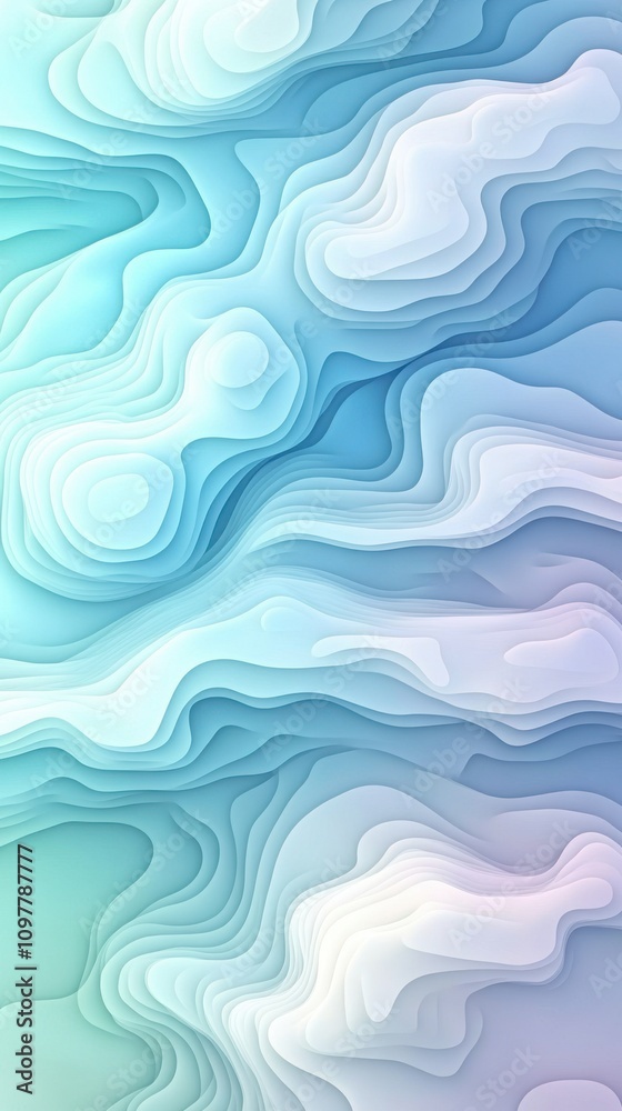Fototapeta premium Abstract wavy pattern in soothing shades of blue and white, creating a serene and calming atmosphere.