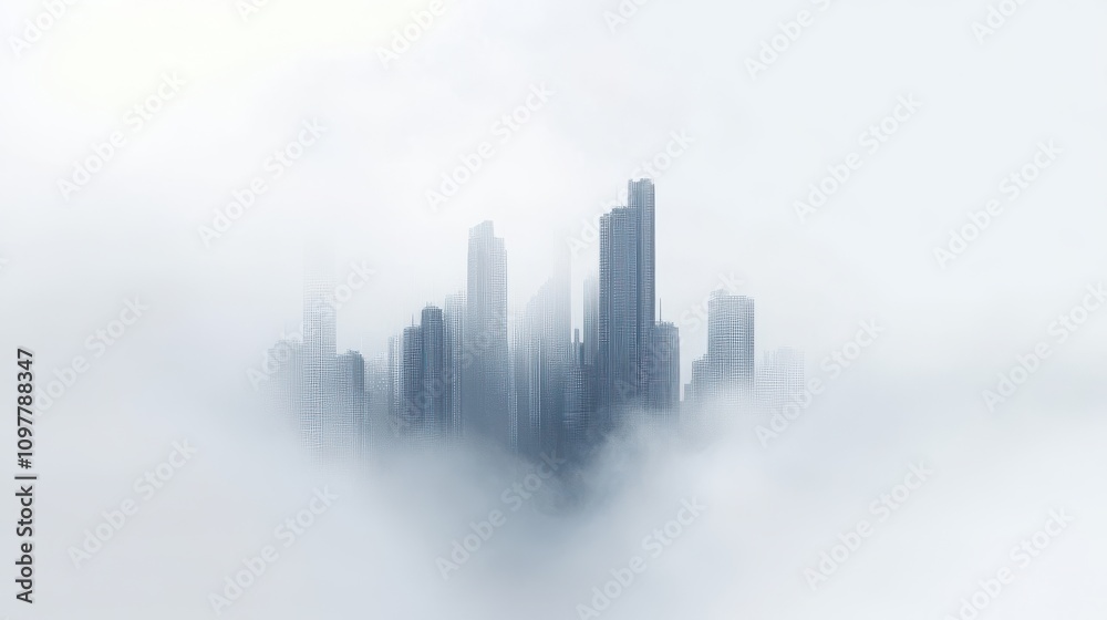 Fototapeta premium Futuristic City with Digital Security Elements