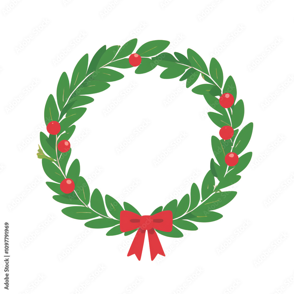 Fototapeta premium simple minimalist cartoon Christmas Wreath vector illustration isolated